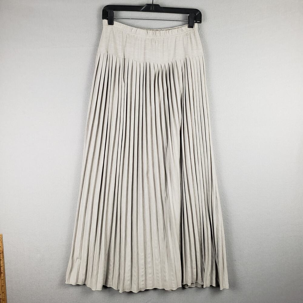 Mix Nouveau Women's Size M Pull‎ On Pleated Maxi Skirt Beige European Summer